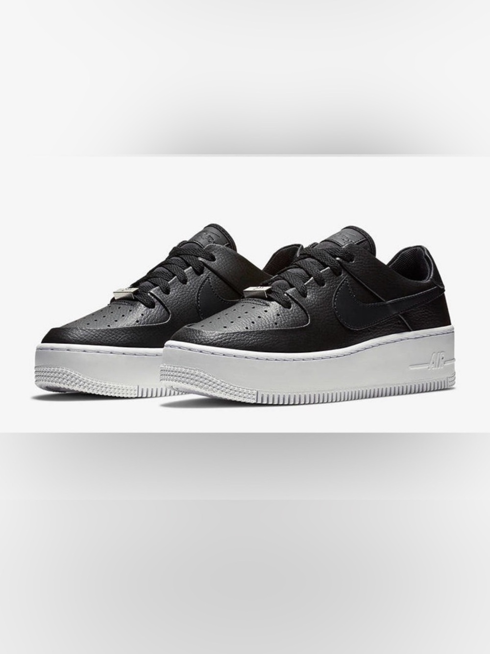 Nike Air Force 1 Black Low-Top Leather Sneakers with White Sole